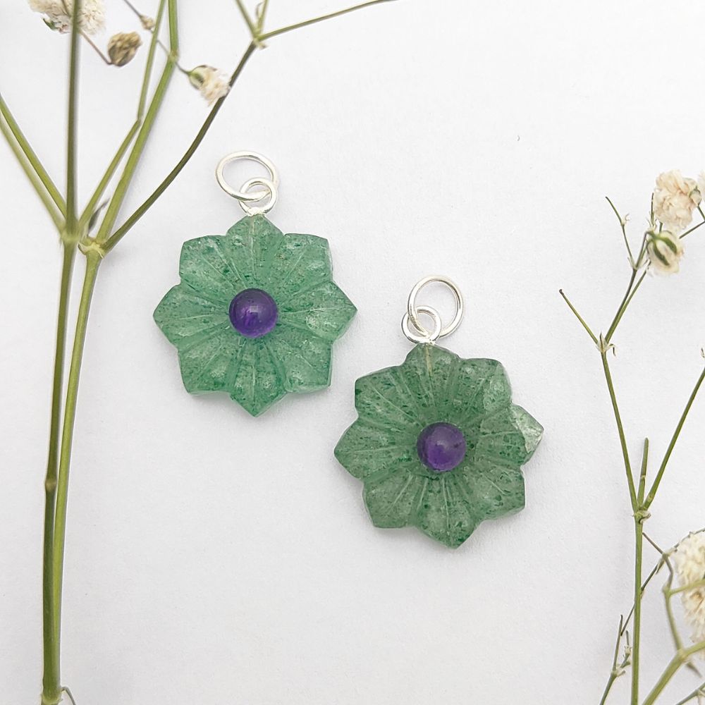 Colorful Multi-Gemstone Flower Pendant Handmade Jewelry Charm for Women & Girls- Selling Per Piece