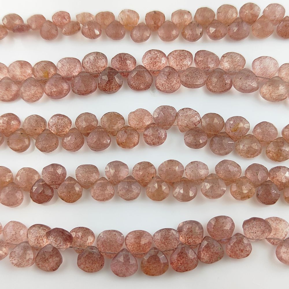 Rose Pink Strawberry Quartz Beads – Ideal for Jewelry Projects