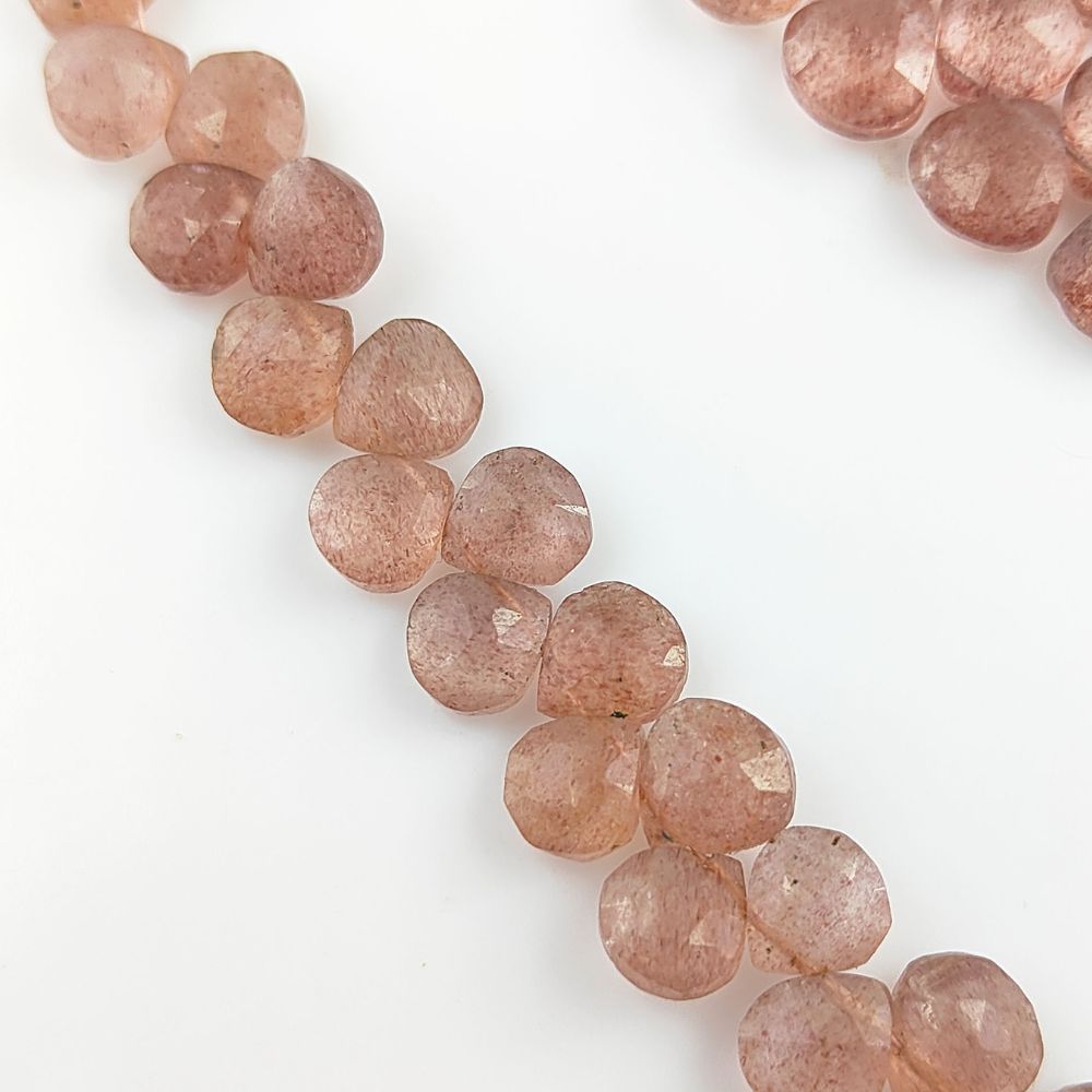 Genuine Strawberry Quartz Heart Beads for Jewelry Making