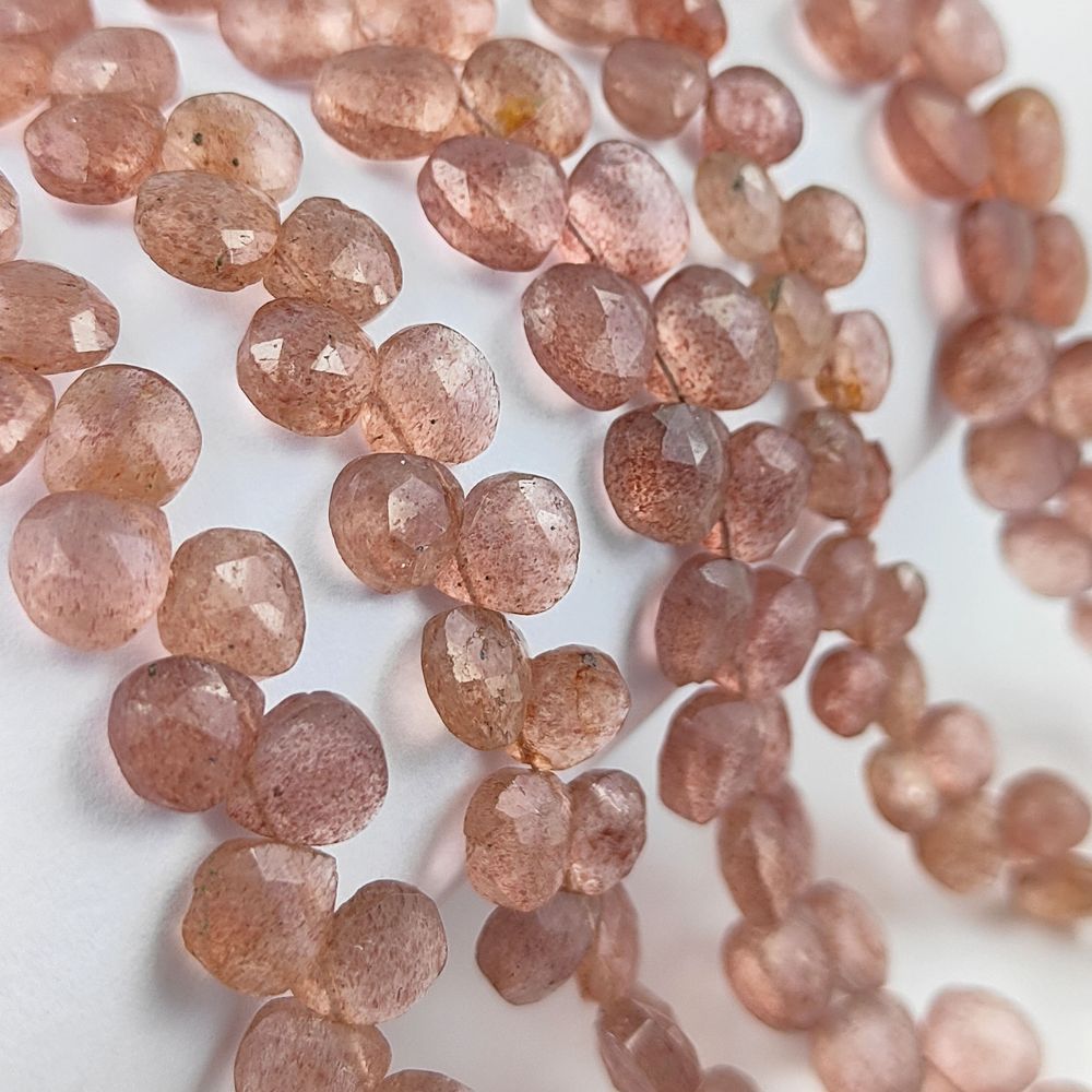 Heart-Shaped Strawberry Quartz Gemstone Beads for Crafting