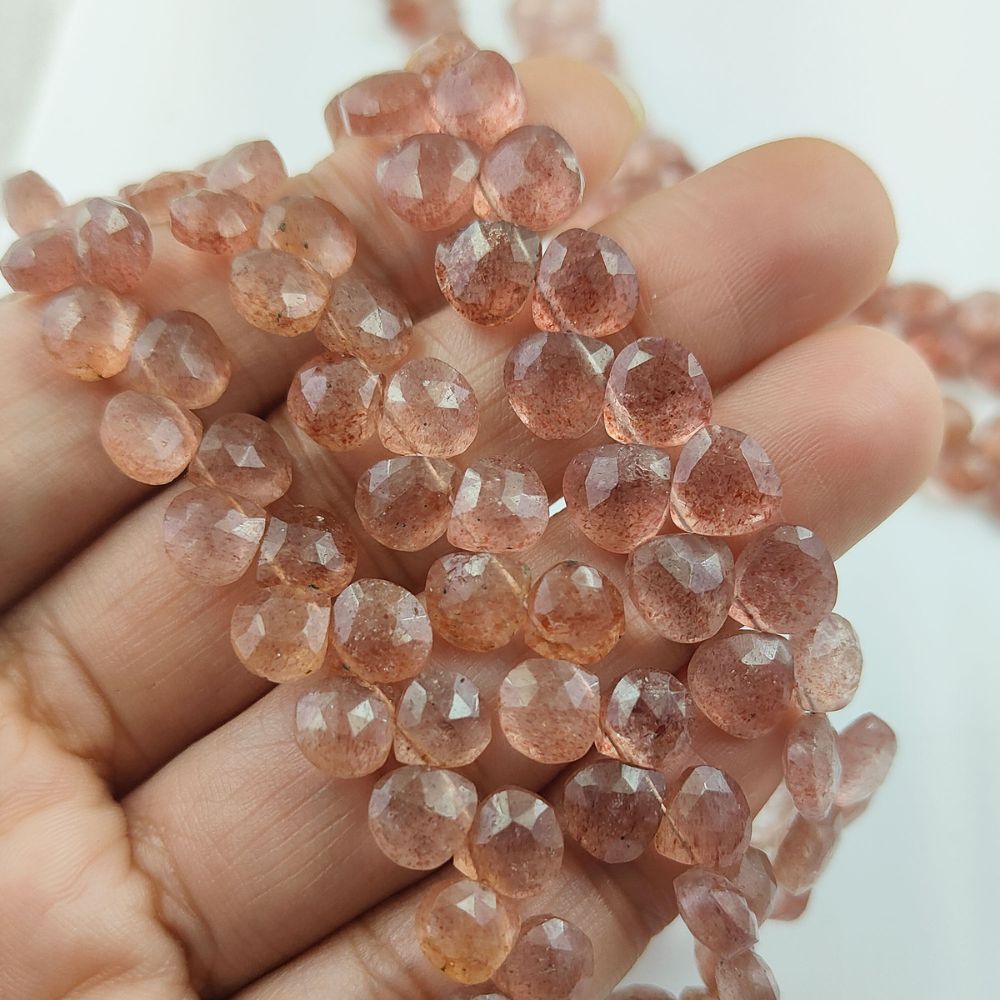 Handmade Jewelry with Faceted Strawberry Quartz Heart Beads