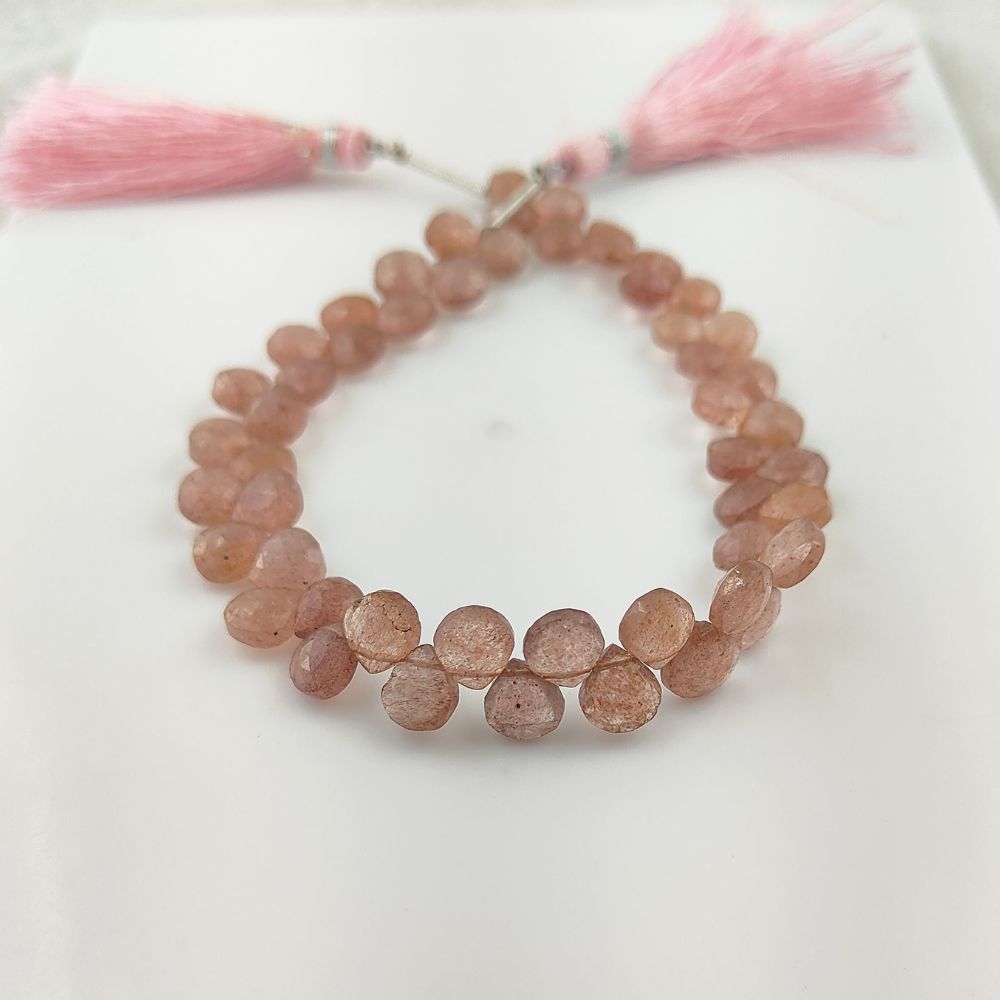 Strawberry Quartz Heart Shape Gemstone Faceted Beads for DIY Jewelry