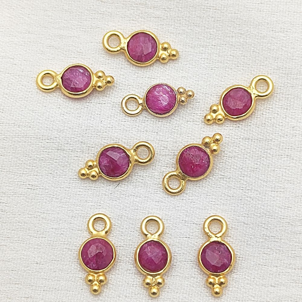 Tiny Ruby Pendant in Gold Vermeil 4mm Minimalist Gemstone