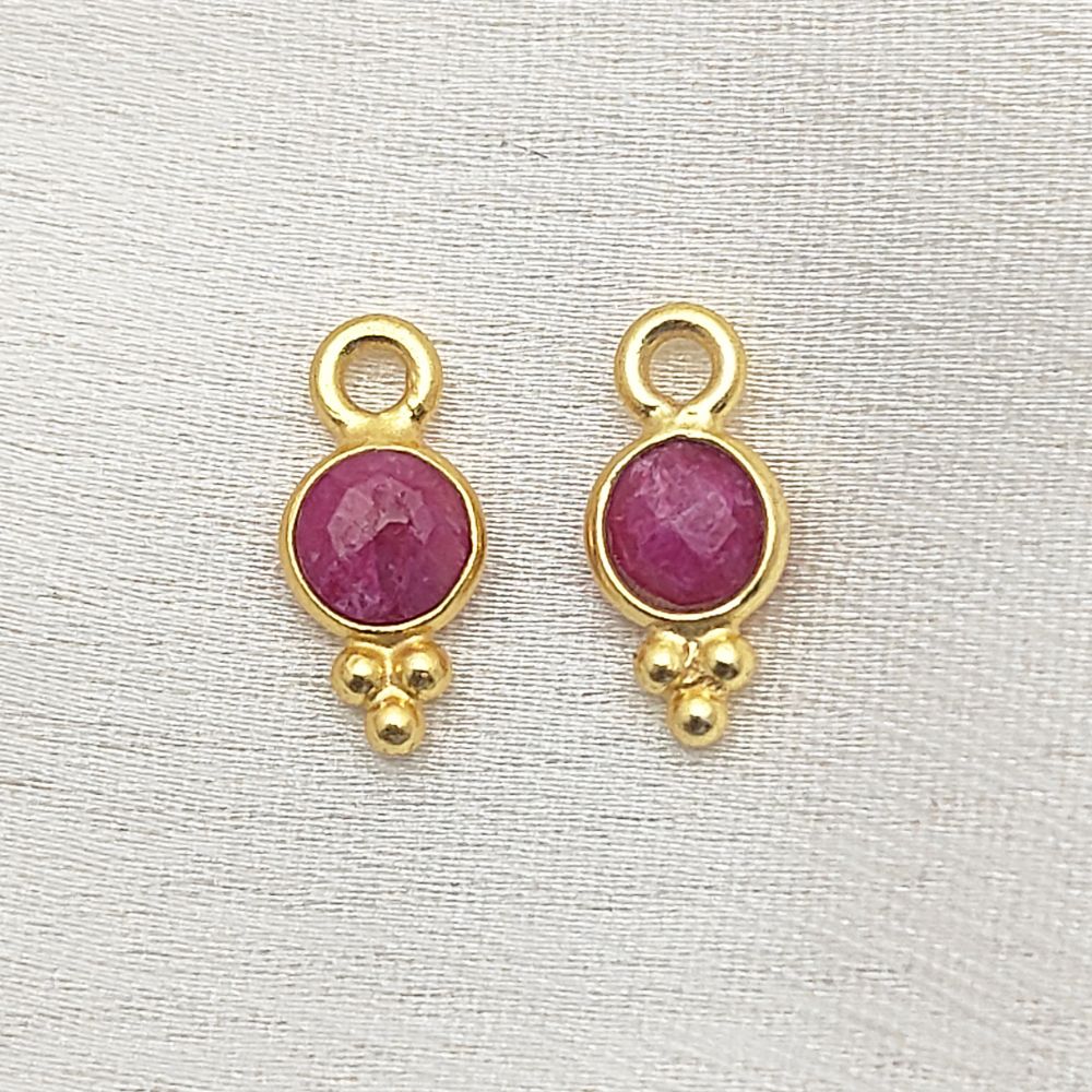 Tiny Ruby Pendant in Gold Vermeil 4mm Minimalist Gemstone