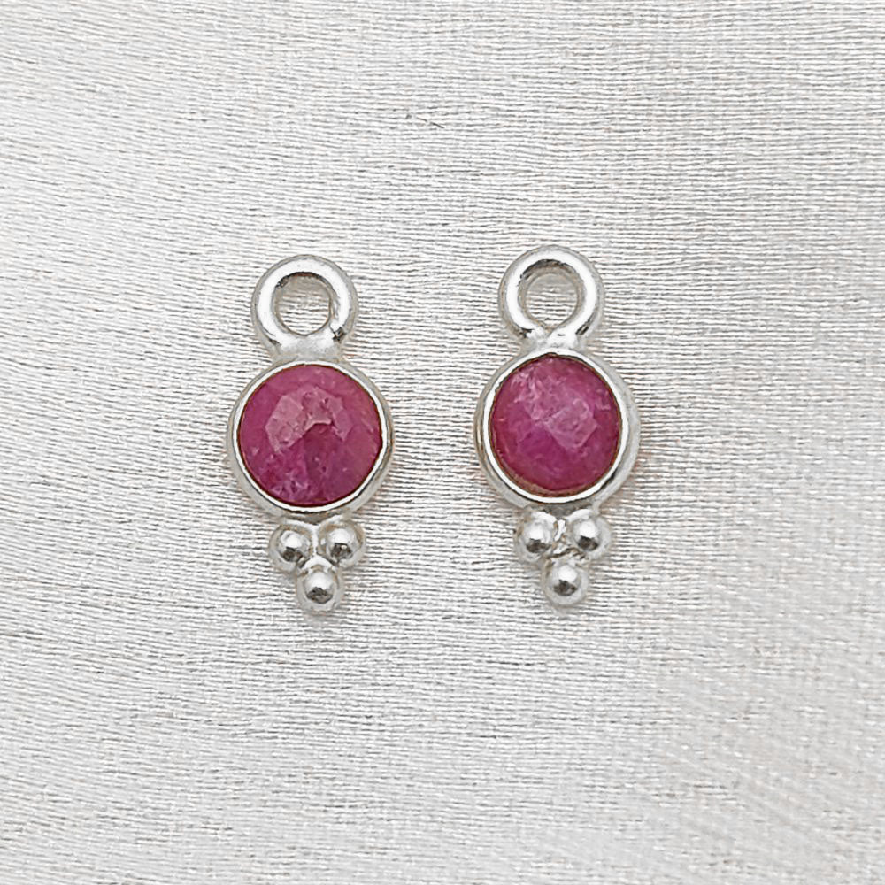 Faceted 4mm Round Ruby Pendant Minimalist 925 Silver Charm
