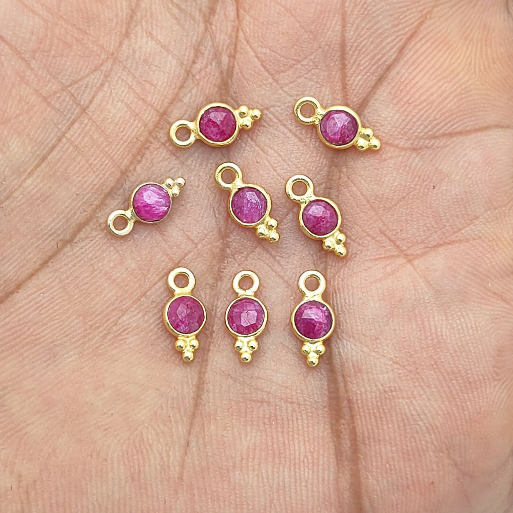 Tiny Ruby Pendant in Gold Vermeil 4mm Minimalist Gemstone