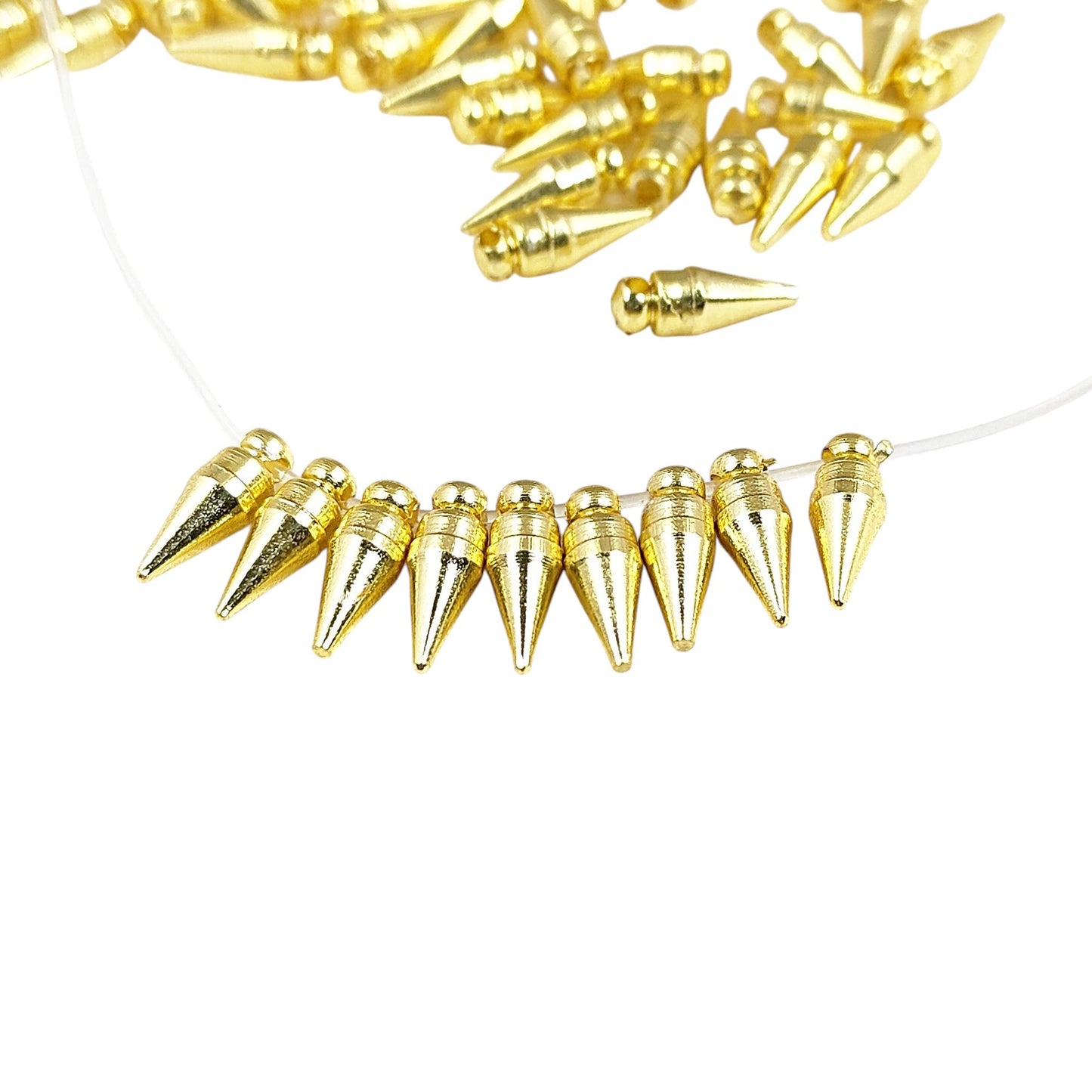 Gold plated tribal spike pendant charm bead for handmade jewelry