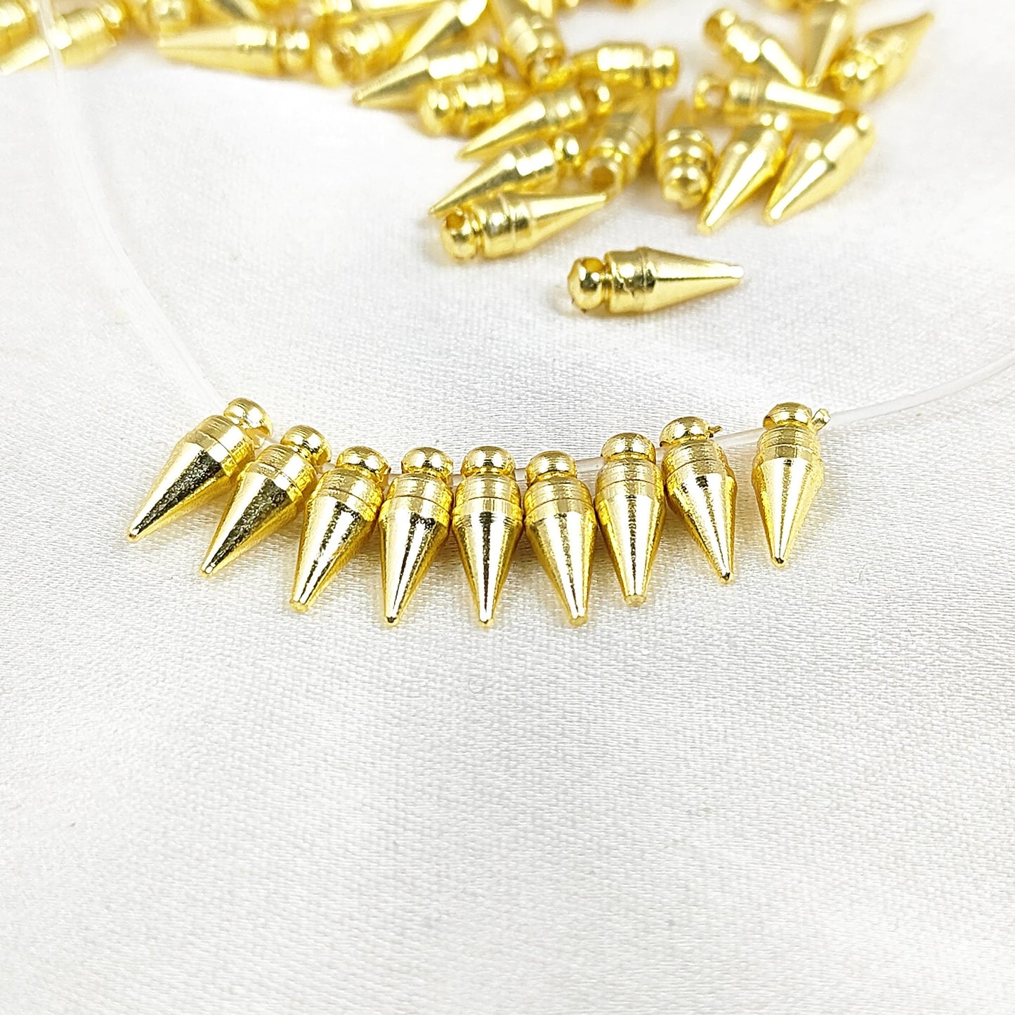 Gold plated brass spike pendant bead for jewelry making