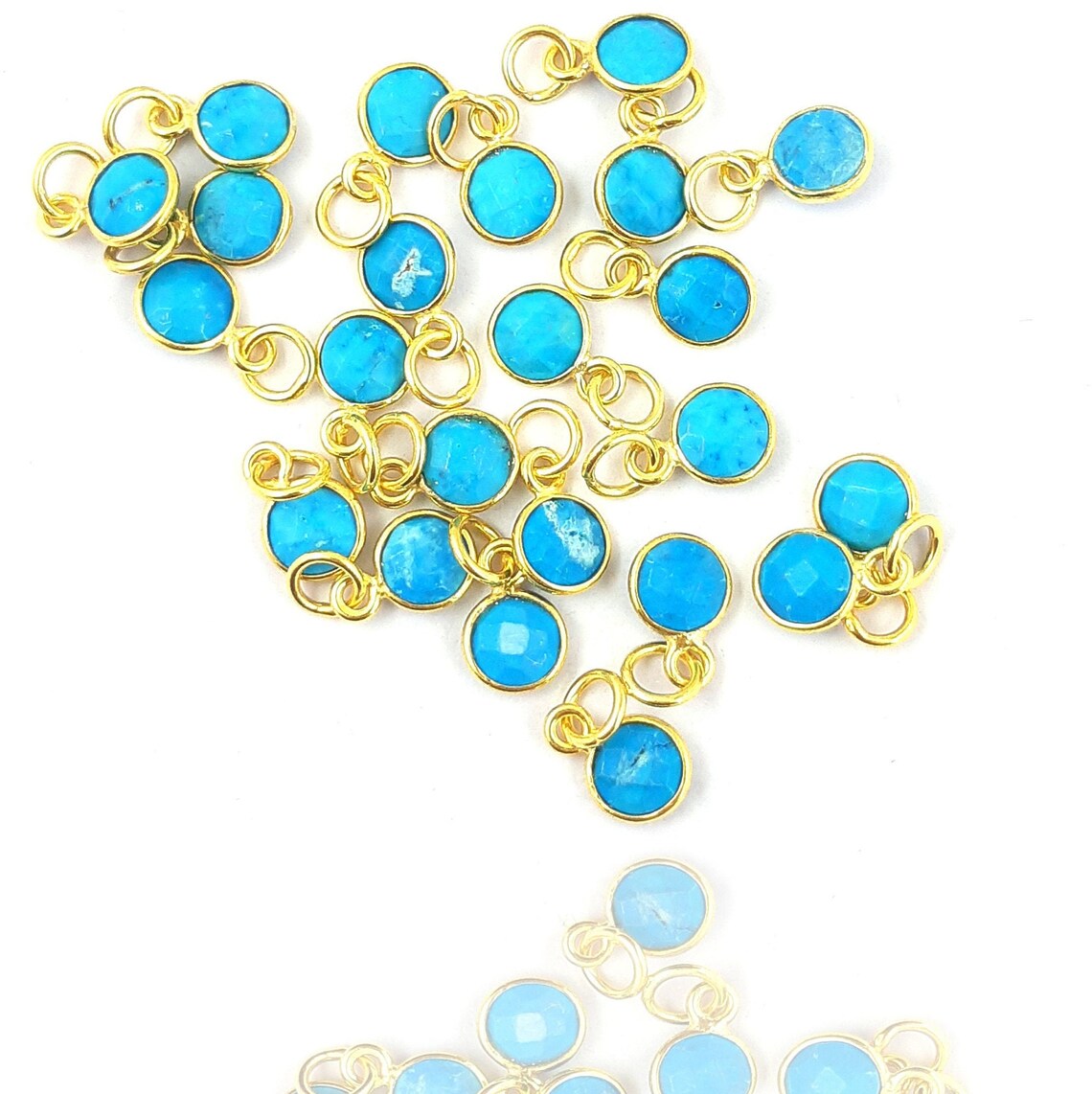 Handmade Round Multi-Gemstone Pendant in Gold Plated Sterling Silver 6mm Faceted Birthstone Charm Necklace- Selling Per Piece