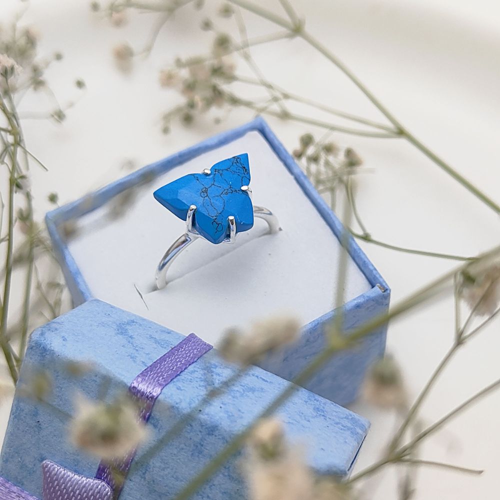 Artisan Made Turquoise Ring in Butterfly Design – Unique Gift for Her