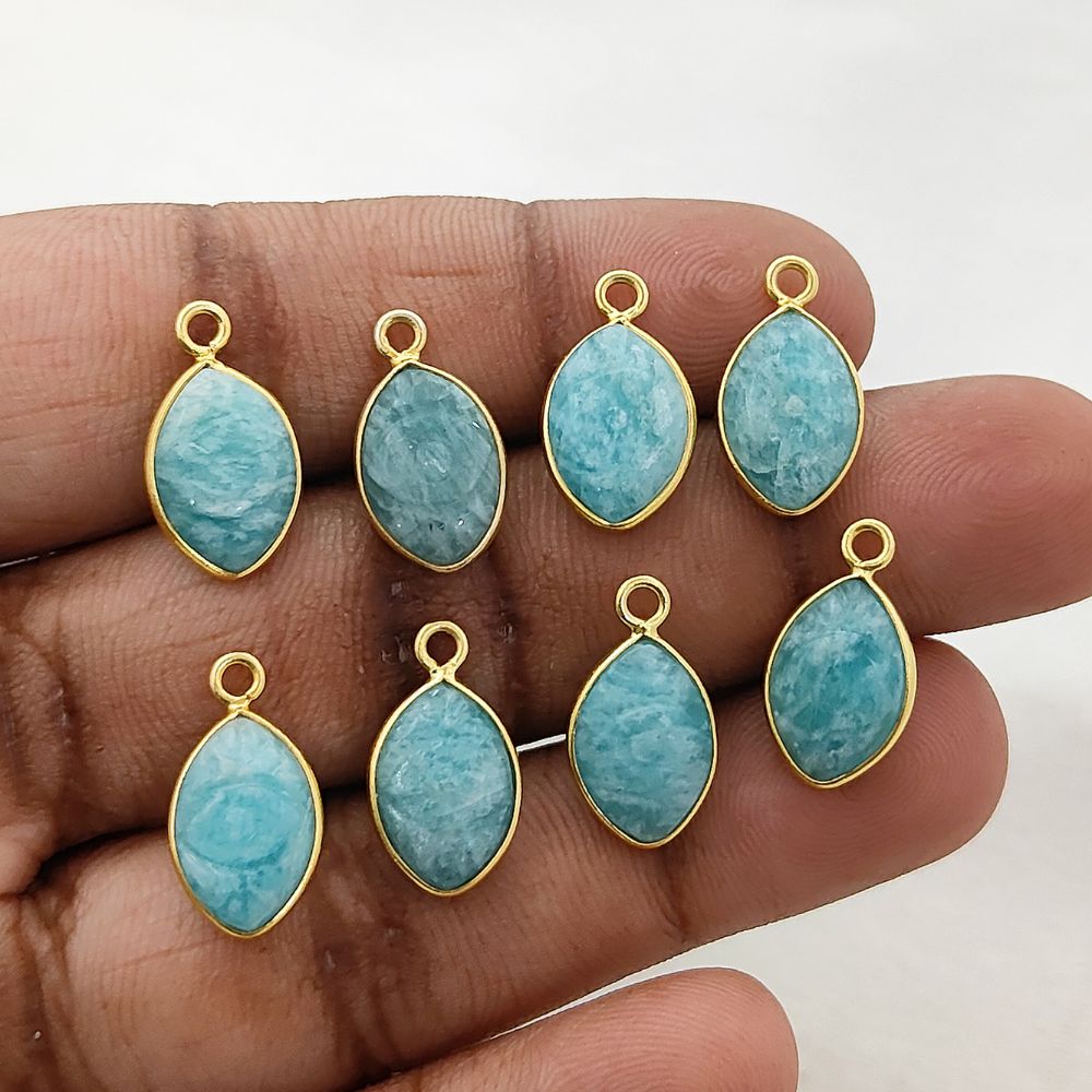 Unique Gold Plated Sterling Silver Amazonite Evil Eye Pendant Handmade Spiritual Jewelry- Selling Per Piece