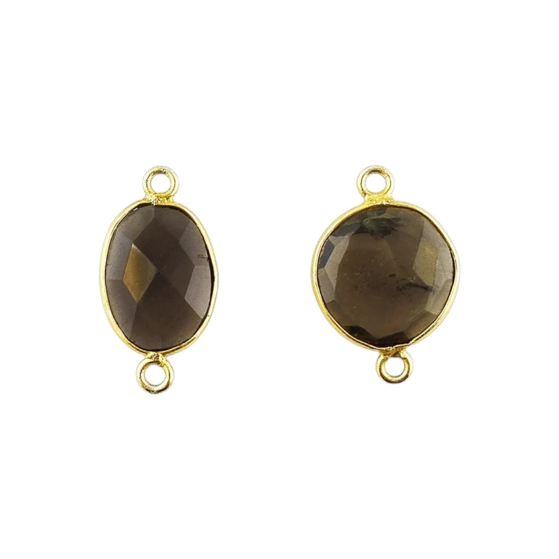12–15mm Smoky Quartz Bezel Connector, Natural Gemstone Link for Handmade Necklaces, Bracelets, and Earrings- Selling Per Piece