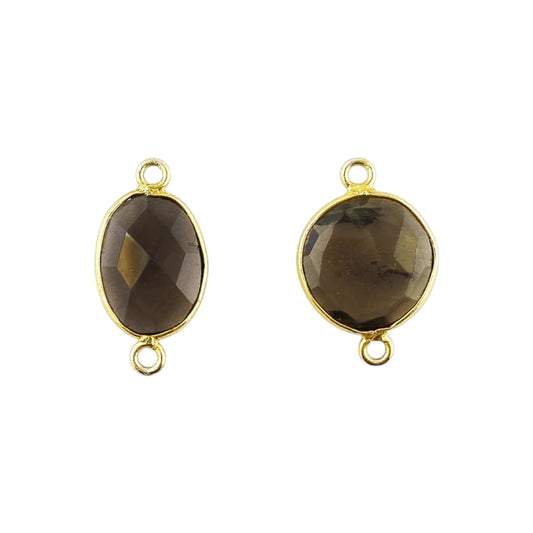 12–15mm Smoky Quartz Bezel Connector, Natural Gemstone Link for Handmade Necklaces, Bracelets, and Earrings- Selling Per Piece