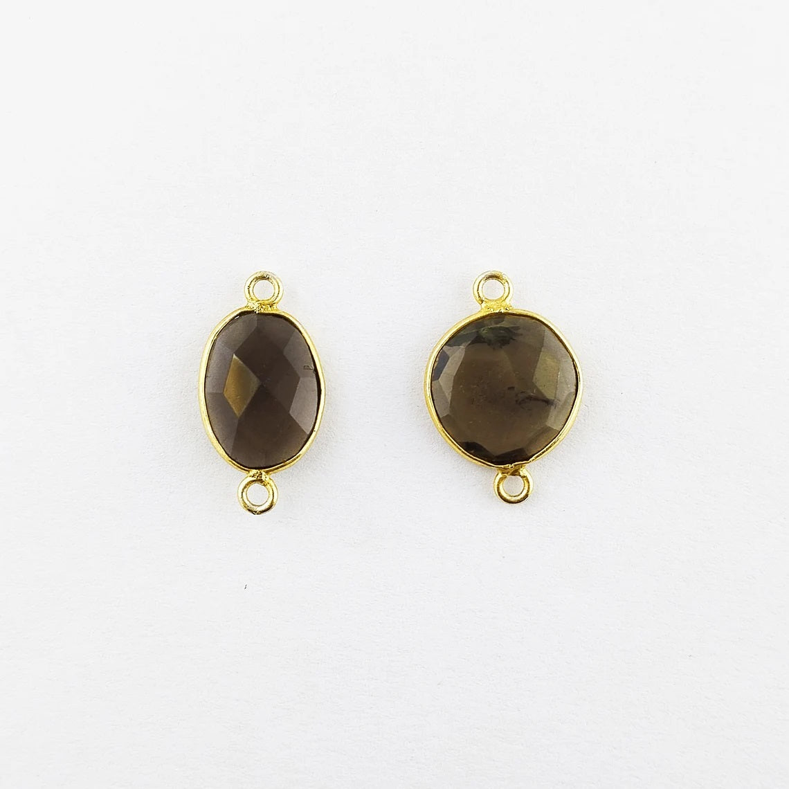 12–15mm Smoky Quartz Bezel Connector, Natural Gemstone Link for Handmade Necklaces, Bracelets, and Earrings- Selling Per Piece