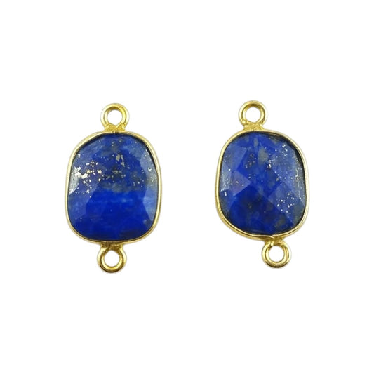 Lapis Lazuli Connector 12–15mm Unique Free Form Gold Bezel Gemstone for Boho & Statement Jewelry- Selling Per Piece