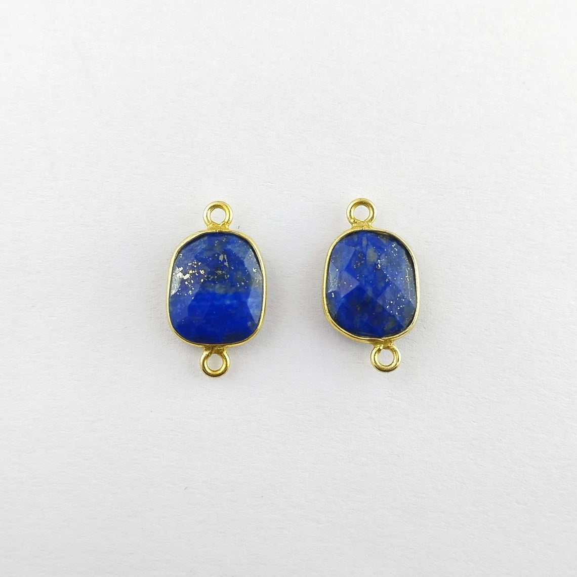 Lapis Lazuli Connector 12–15mm Unique Free Form Gold Bezel Gemstone for Boho & Statement Jewelry- Selling Per Piece