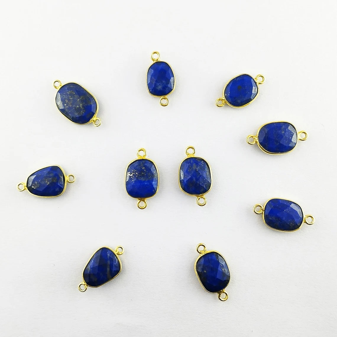 Lapis Lazuli Connector 12–15mm Unique Free Form Gold Bezel Gemstone for Boho & Statement Jewelry- Selling Per Piece