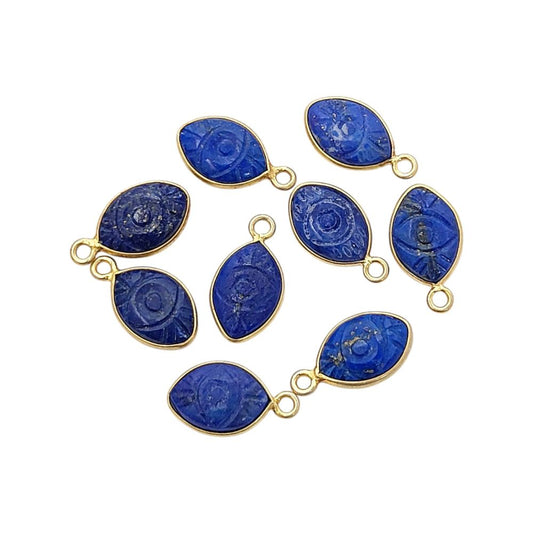 Unique Lapis Lazuli Handmade Evil Eye Pendant Gold Plated Sterling Silver Crystal Jewelry Charm- Selling Per Piece
