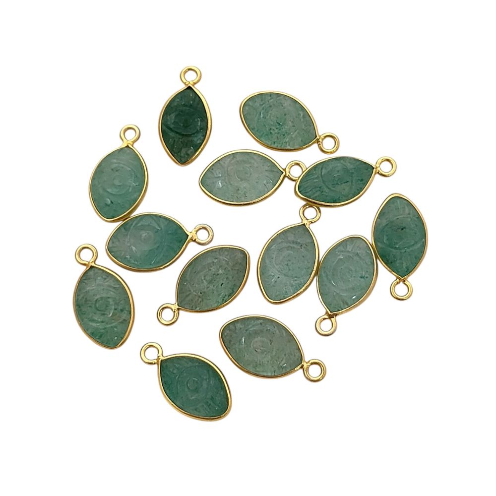 Gold Plated Sterling Silver Evil Eye Charm Pendant Handmade Spiritual Gemstone Jewelry- Selling Per Piece