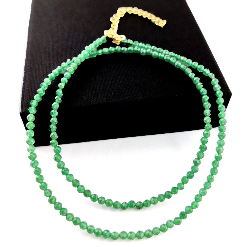 Boho Chic Emerald Necklace with Adjustable 18+2 Inch Chain