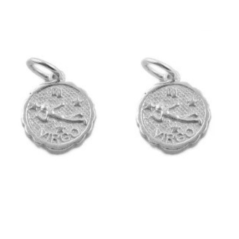 Virgo Horoscope Pendant Antique Silver & Gold Plated Brass Round Zodiac Charm for DIY Jewelry Making- Selling Per Piece