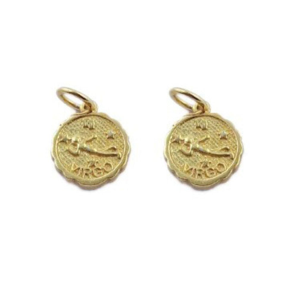 Virgo Horoscope Pendant Antique Silver & Gold Plated Brass Round Zodiac Charm for DIY Jewelry Making- Selling Per Piece