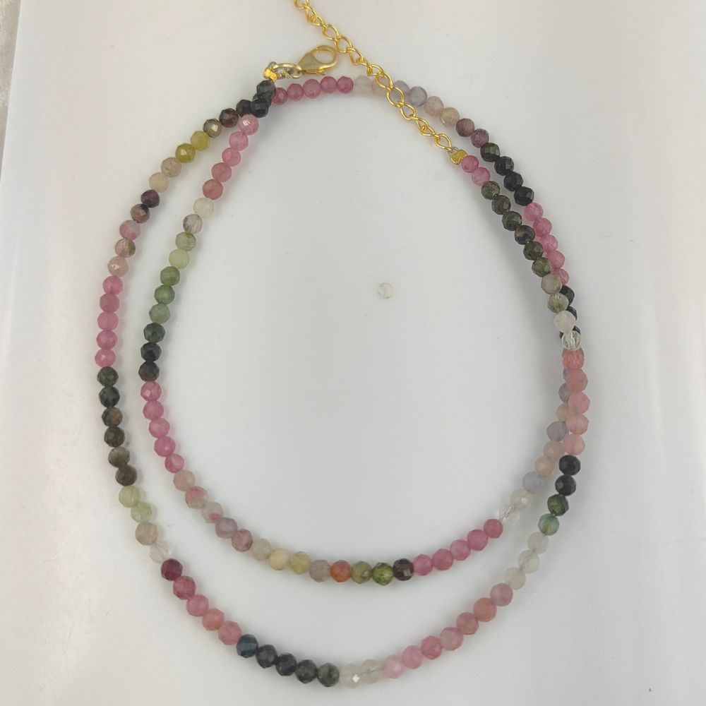 Faceted Watermelon Tourmaline Gemstone Necklace – Perfect Gift for Her