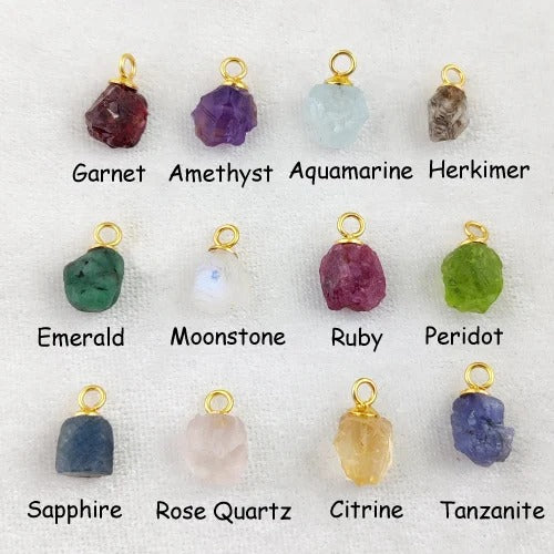 Raw Multi-Color Gemstone Pendant Charms Gold Dipped Natural Crystal Hanmade Jewelry for DIY Projects