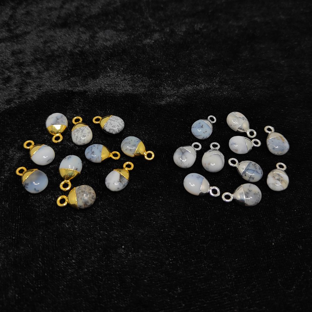 White Howlite Crystal Pendant 8–10mm Spike Charm Gemstone with Gold/Silver Electroplated Cap for Necklace Bracelet Supplies