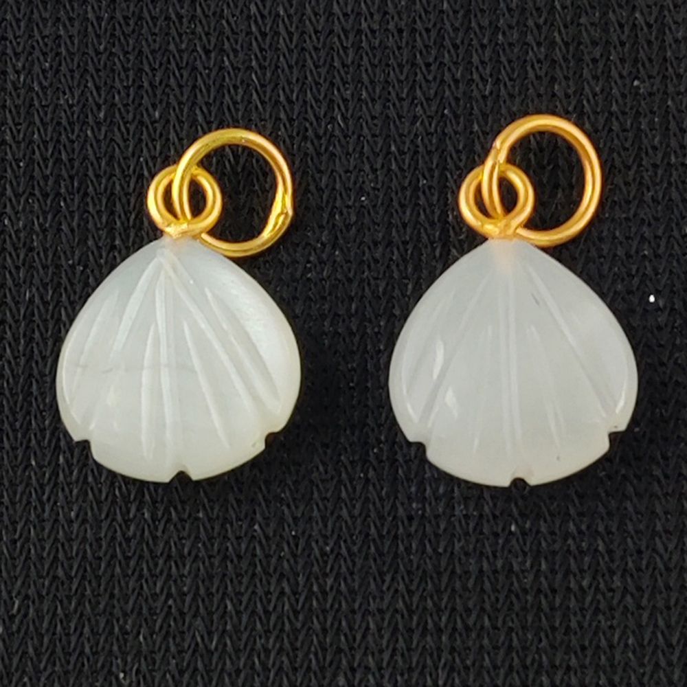 Elegant gold-plated sterling silver pendant with seashell carving and a heart-shaped white moonstone gemstone