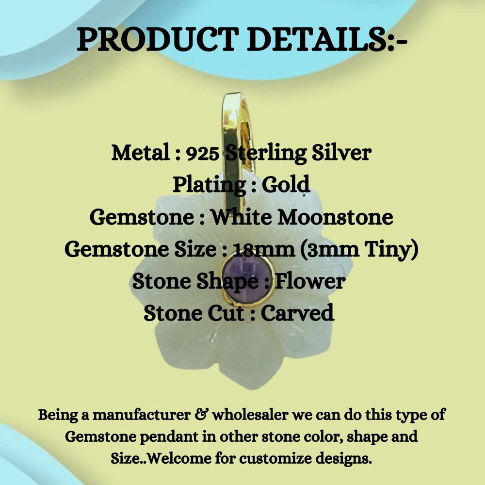 Handmade White Moonstone Crystal Necklace Charm for Women