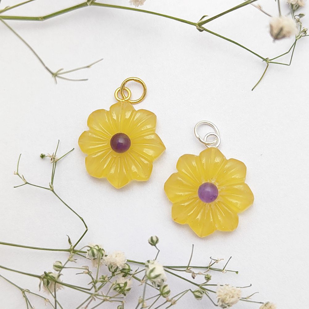 Yellow Quartz Charm – Delicate Handmade Pendant Sold Per Piece