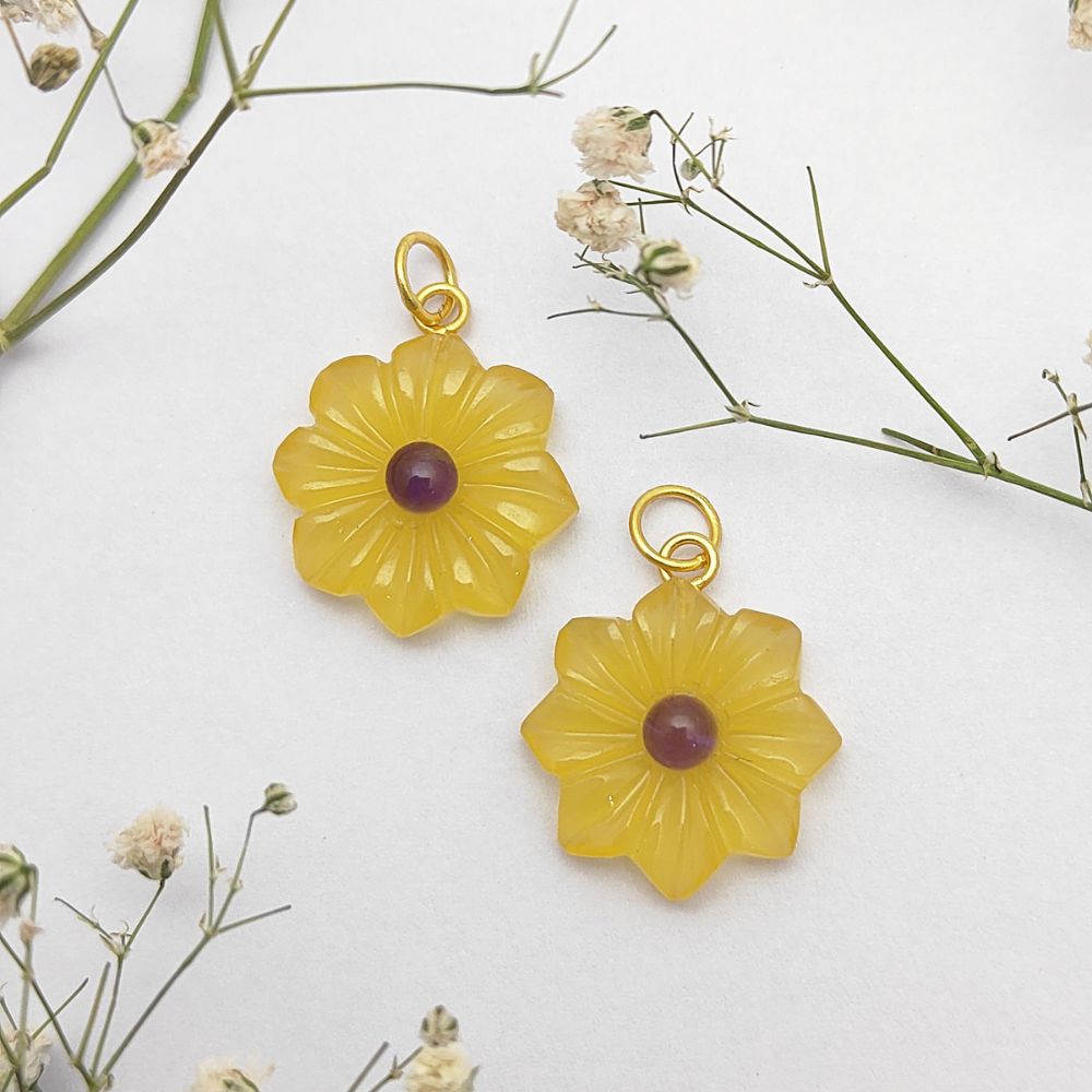 Colorful Multi-Gemstone Flower Pendant Handmade Jewelry Charm for Women & Girls- Selling Per Piece