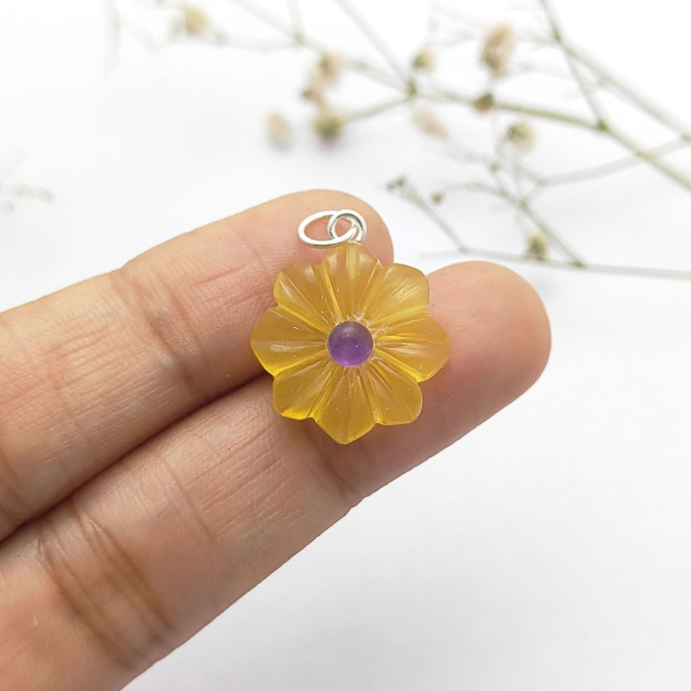 Colorful Multi-Gemstone Flower Pendant Handmade Jewelry Charm for Women & Girls- Selling Per Piece