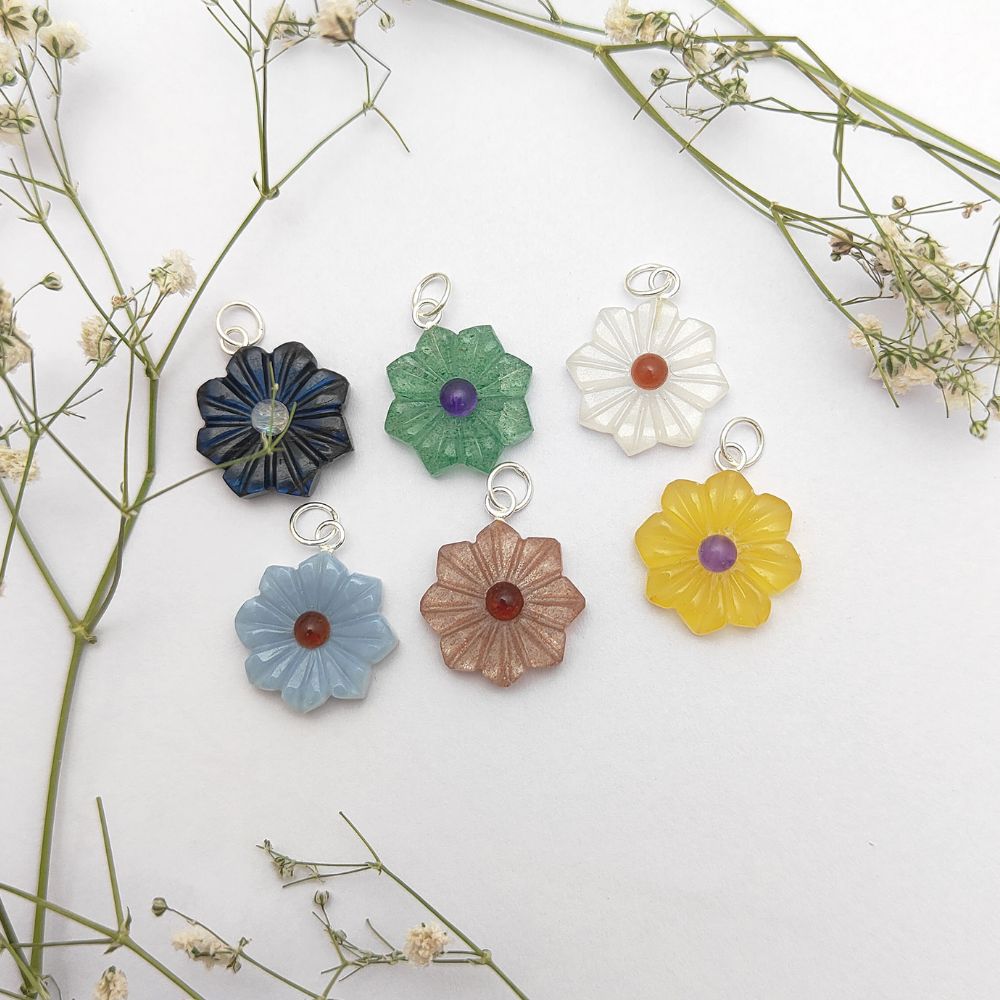 Yellow Quartz Flower Pendant for Necklace Minimalist Handmade Gemstone Jewelry Gift for Her- Selling Per Piece