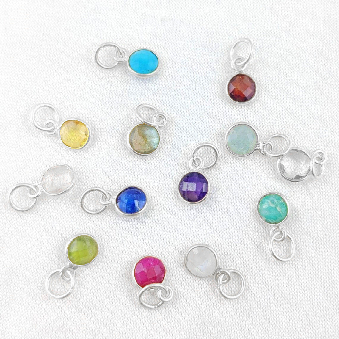 Crystal Quartz Necklace Charm Handmade 6mm Faceted Gemstone Bezel Pendant in Gold Vermeil & 925 Sterling Silver- Selling Per Piece
