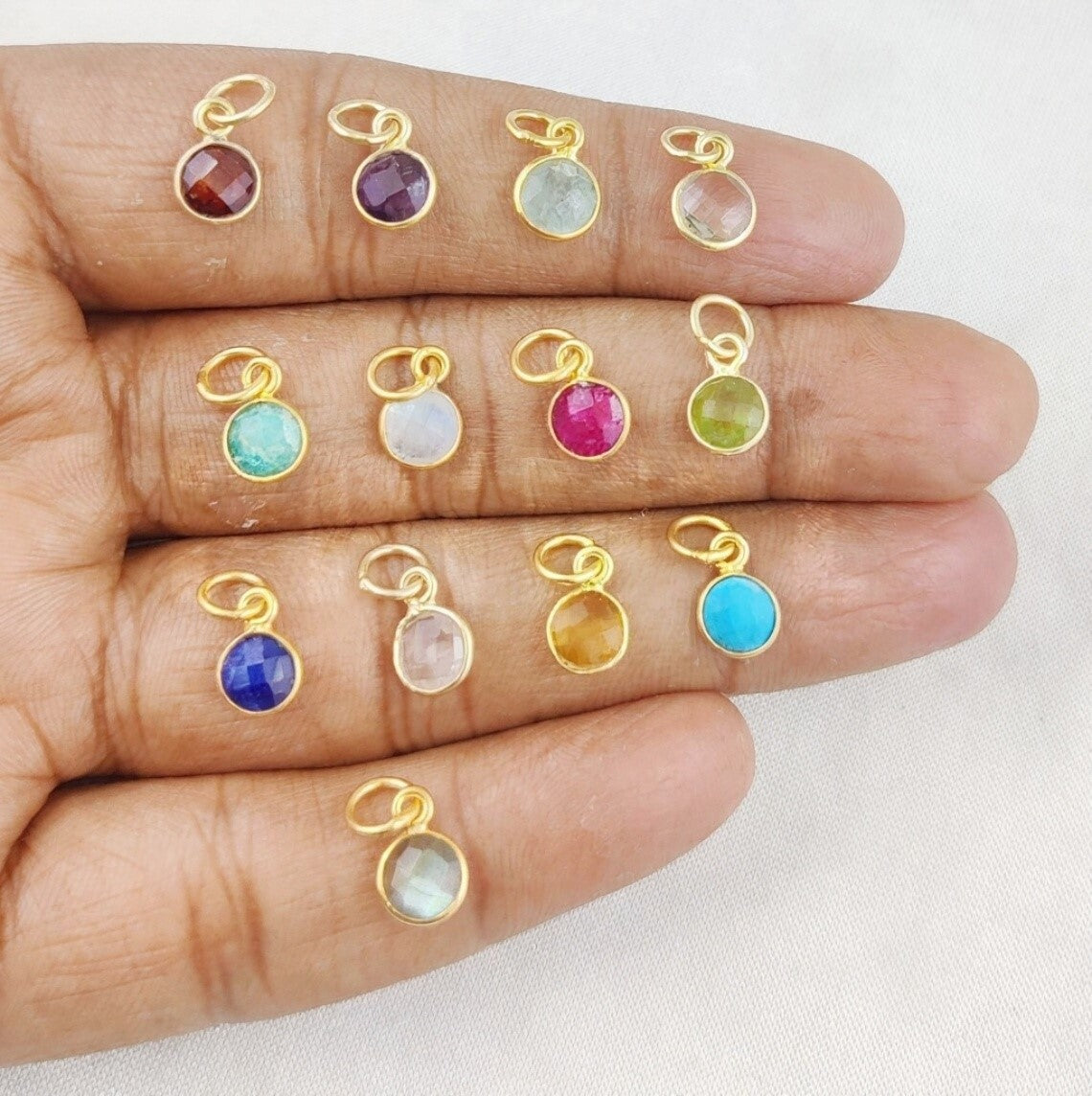 Gold Vermeil & Sterling Silver Sapphire Pendant Handmade 6mm Round Faceted September Birthstone Necklace Charm- Selling Per Piece
