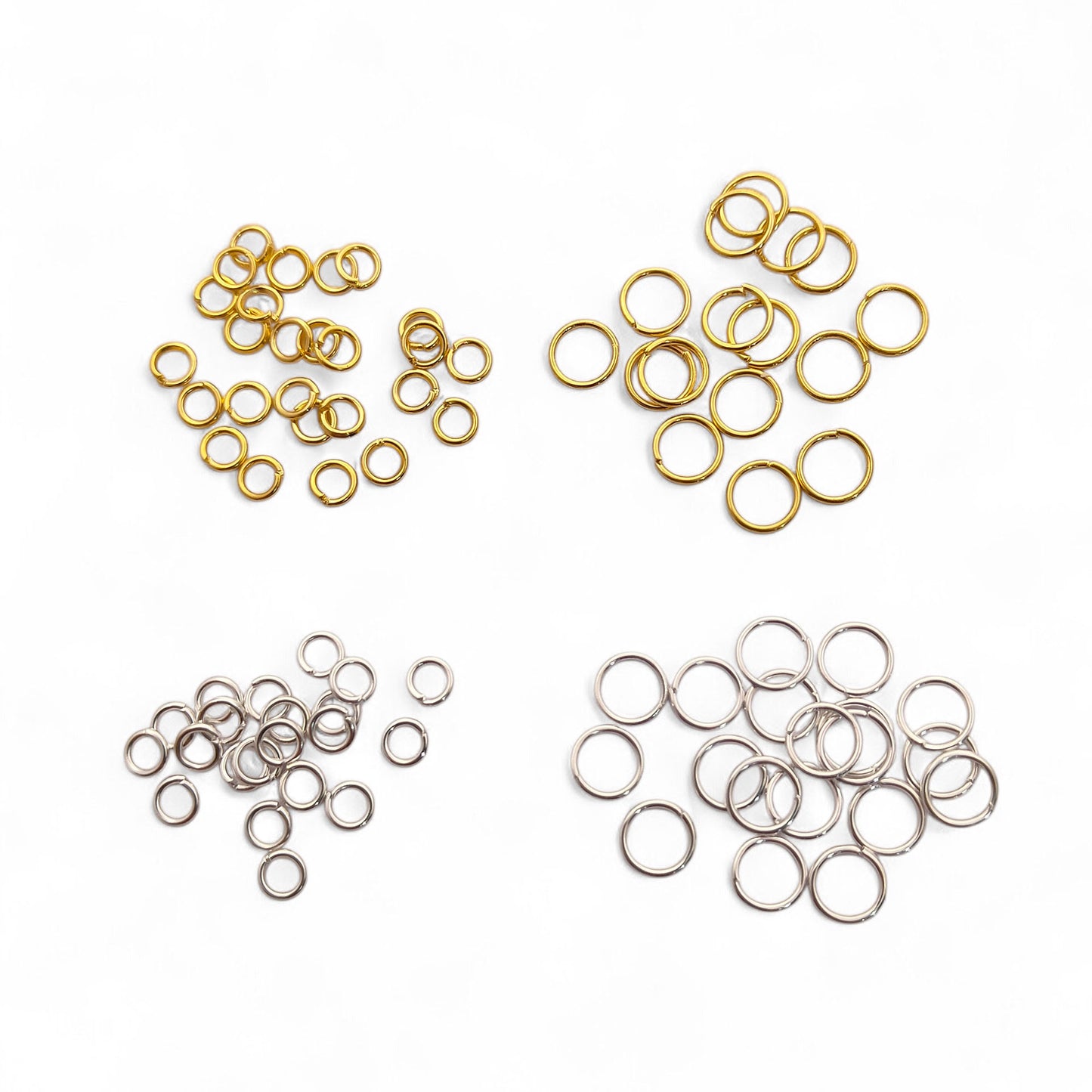 Jewelry Making Supplies Gold Plated Open Jump Rings in 4mm & 6mm, Silver Split Jump Rings for DIY Necklace, Bracelet, Earring Crafting- Selling By 50 Pcs Set
