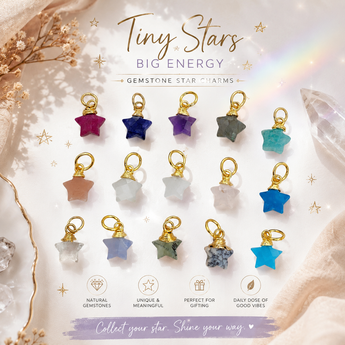 Star Shape Gemstone Charm Pendant: A Celestial Touch for Handmade Jewelry