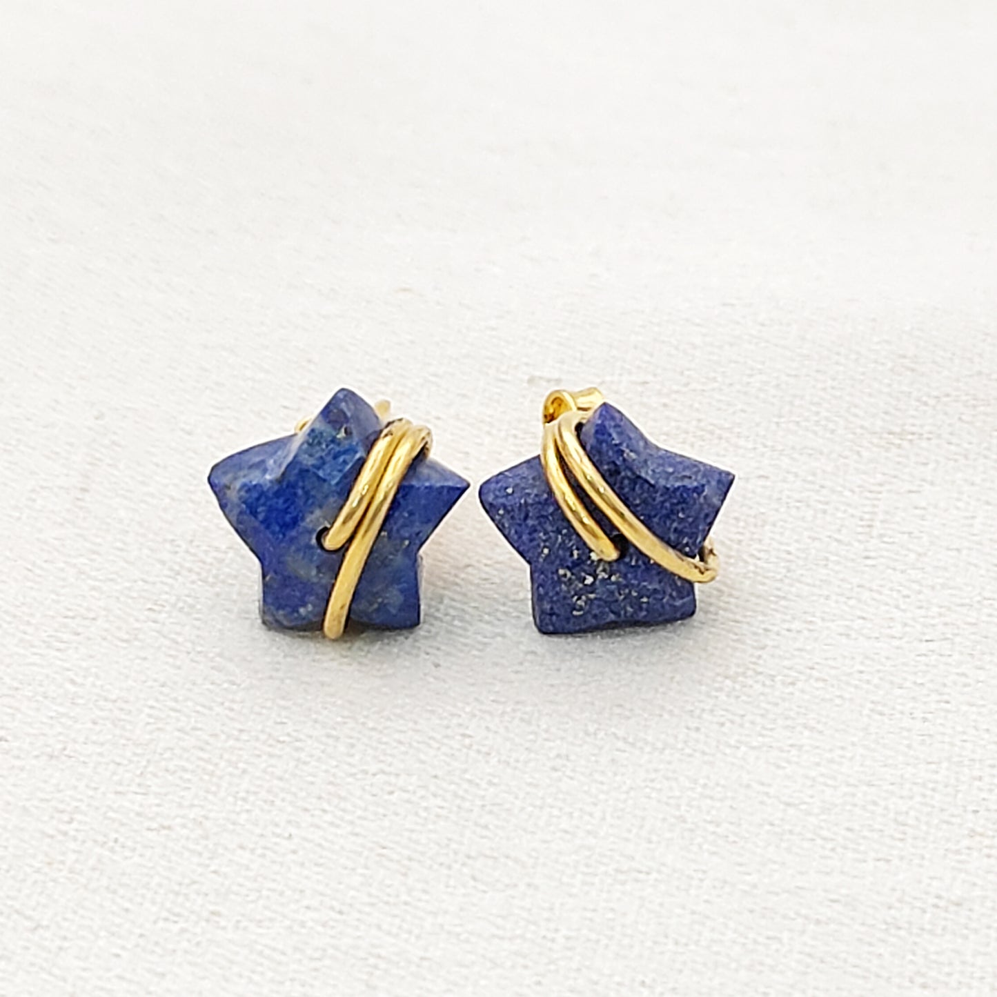 10mm Lapis Lazuli Star Stud Earrings in Gold Plated 925 Silver Handmade Gemstone Jewelry Gift for Women- Selling Per Pair