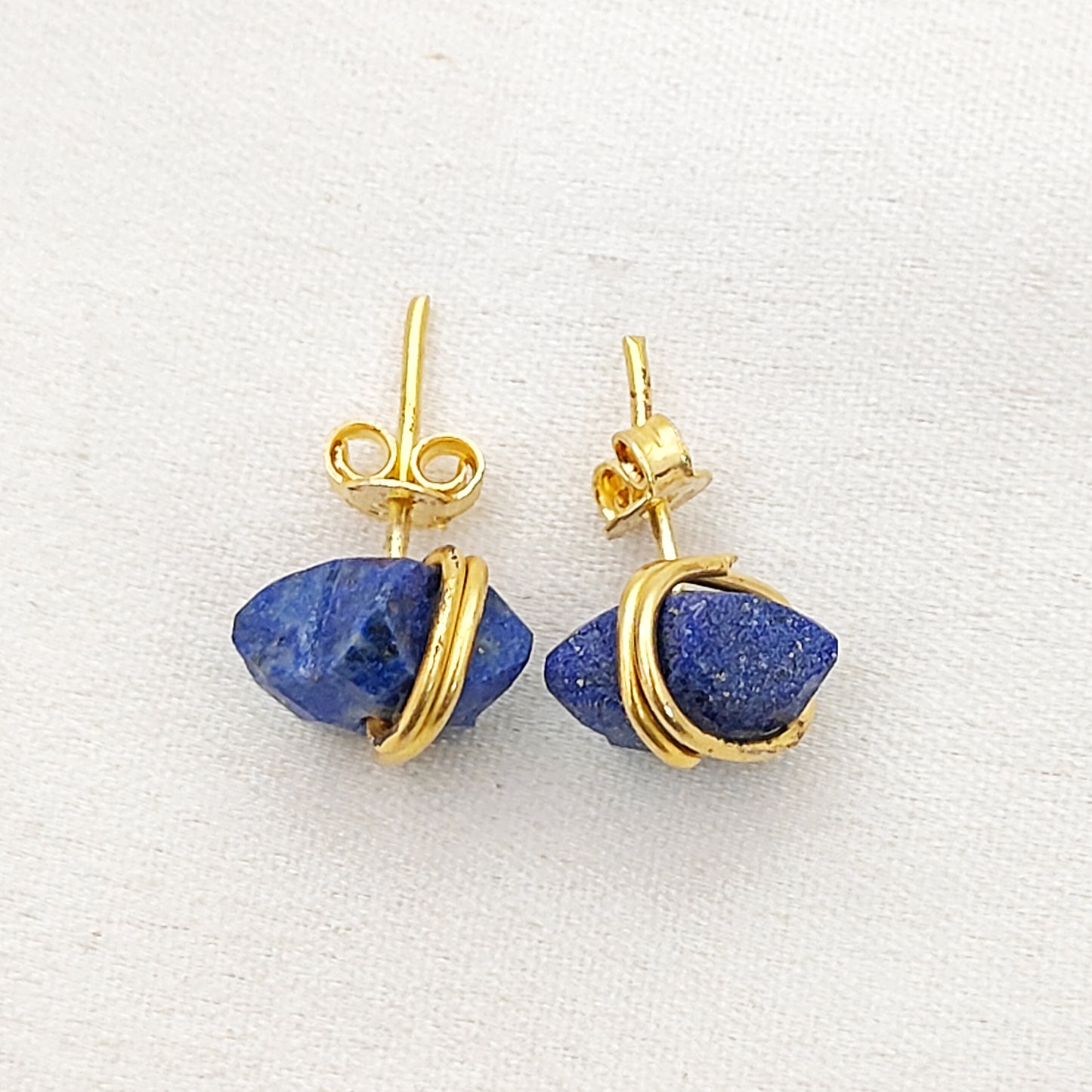 10mm Lapis Lazuli Star Stud Earrings in Gold Plated 925 Silver Handmade Gemstone Jewelry Gift for Women- Selling Per Pair
