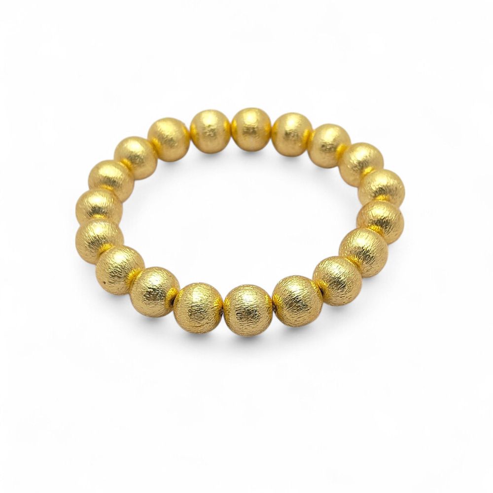 Minimalist Unisex Gold Beaded Bracelet Stretchable Round Metal Bracelet for Everyday Wear & Gift for Friends- Selling Per Bracelet