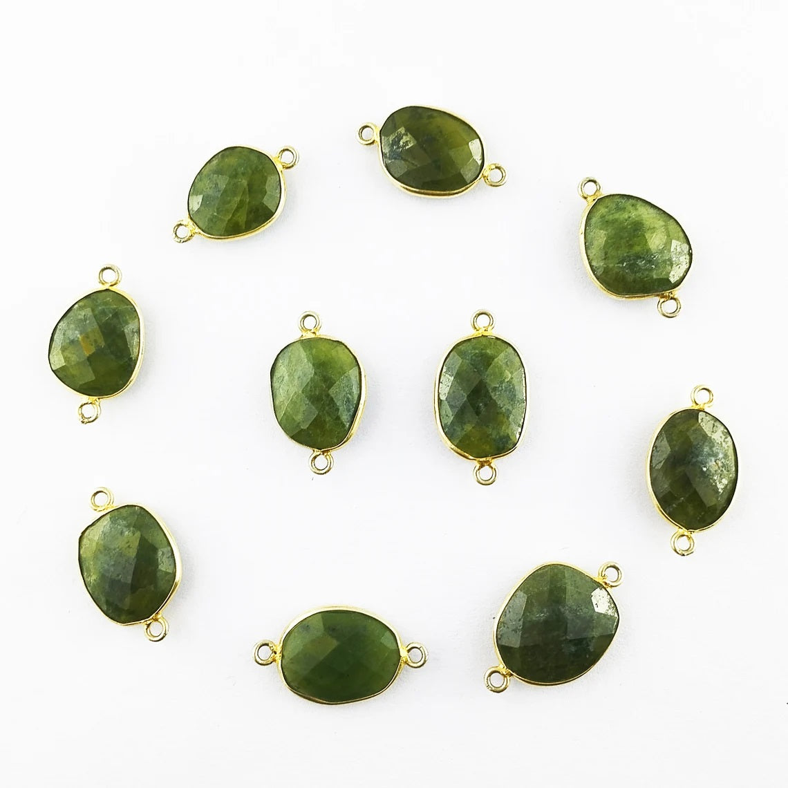 Unique 12–15mm Vessonite Free Form Connector, Gold Bezel Charm for Handmade Jewelry Making- Selling Per Piece