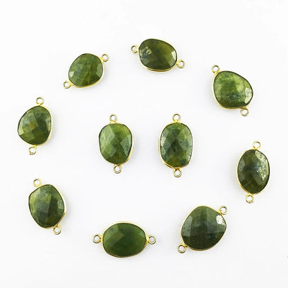 Unique 12–15mm Vessonite Free Form Connector, Gold Bezel Charm for Handmade Jewelry Making- Selling Per Piece