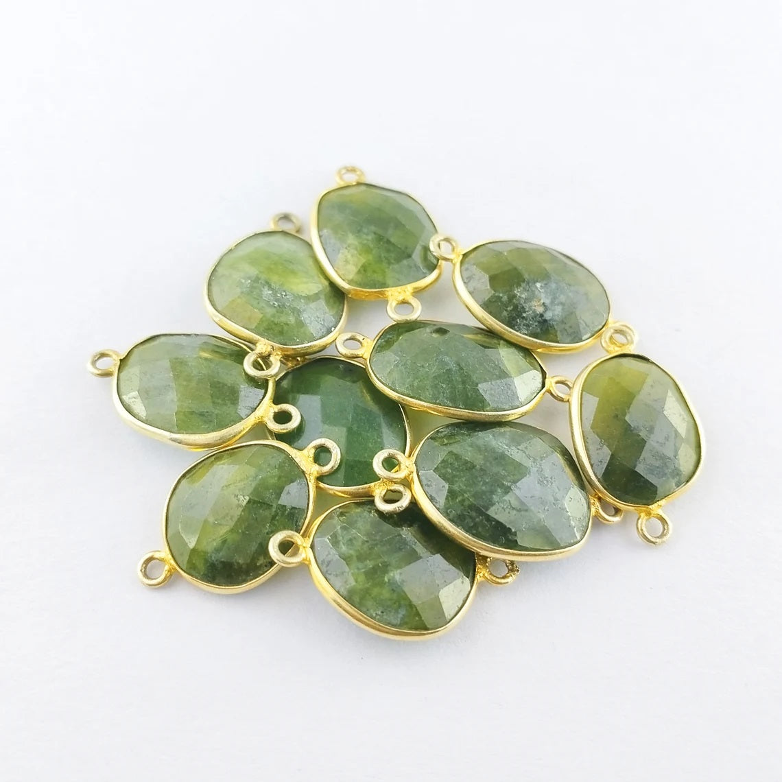 Unique 12–15mm Vessonite Free Form Connector, Gold Bezel Charm for Handmade Jewelry Making- Selling Per Piece