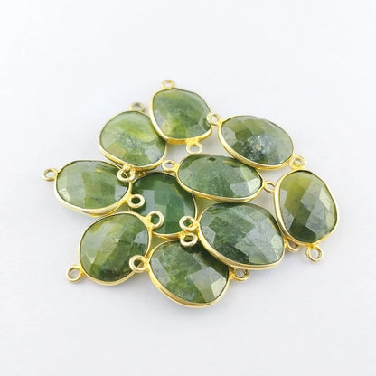 Unique 12–15mm Vessonite Free Form Connector, Gold Bezel Charm for Handmade Jewelry Making- Selling Per Piece