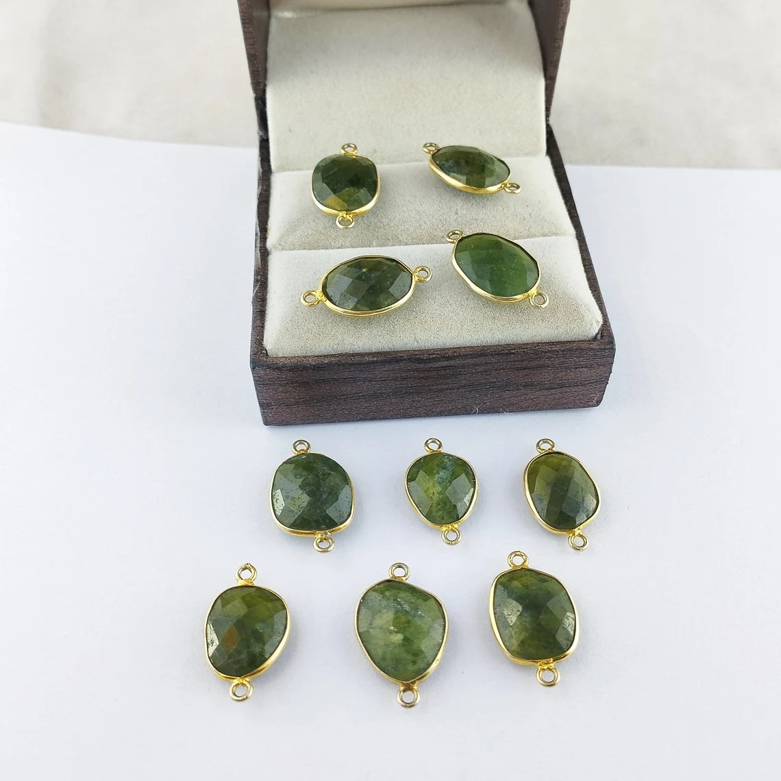 Unique 12–15mm Vessonite Free Form Connector, Gold Bezel Charm for Handmade Jewelry Making- Selling Per Piece