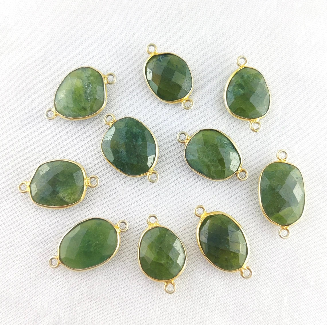 Unique 12–15mm Vessonite Free Form Connector, Gold Bezel Charm for Handmade Jewelry Making- Selling Per Piece