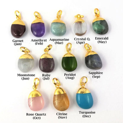 Solid Gold Electroplated Multi-Gemstone Tumble Pendant