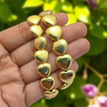 12mm Gold Plated Heart Beads Bracelet Elegant Stretchable Stackable Bracelet, Lightweight Jewelry Gift for Women- Selling by Bracelet